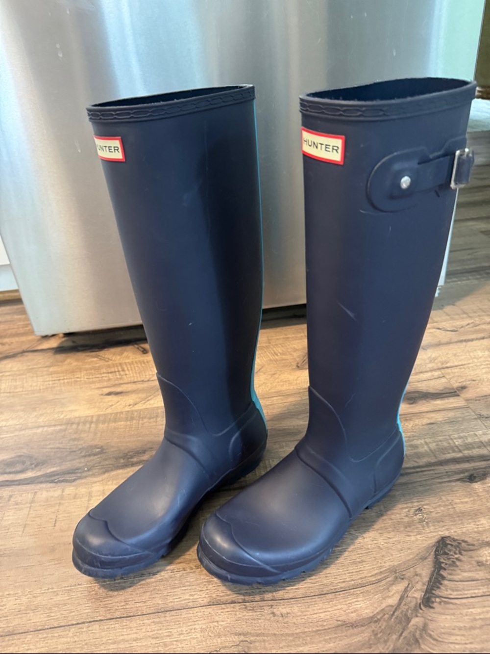 Hunter Tall Matte Navy Rubber Boots - Picture 2 of 14